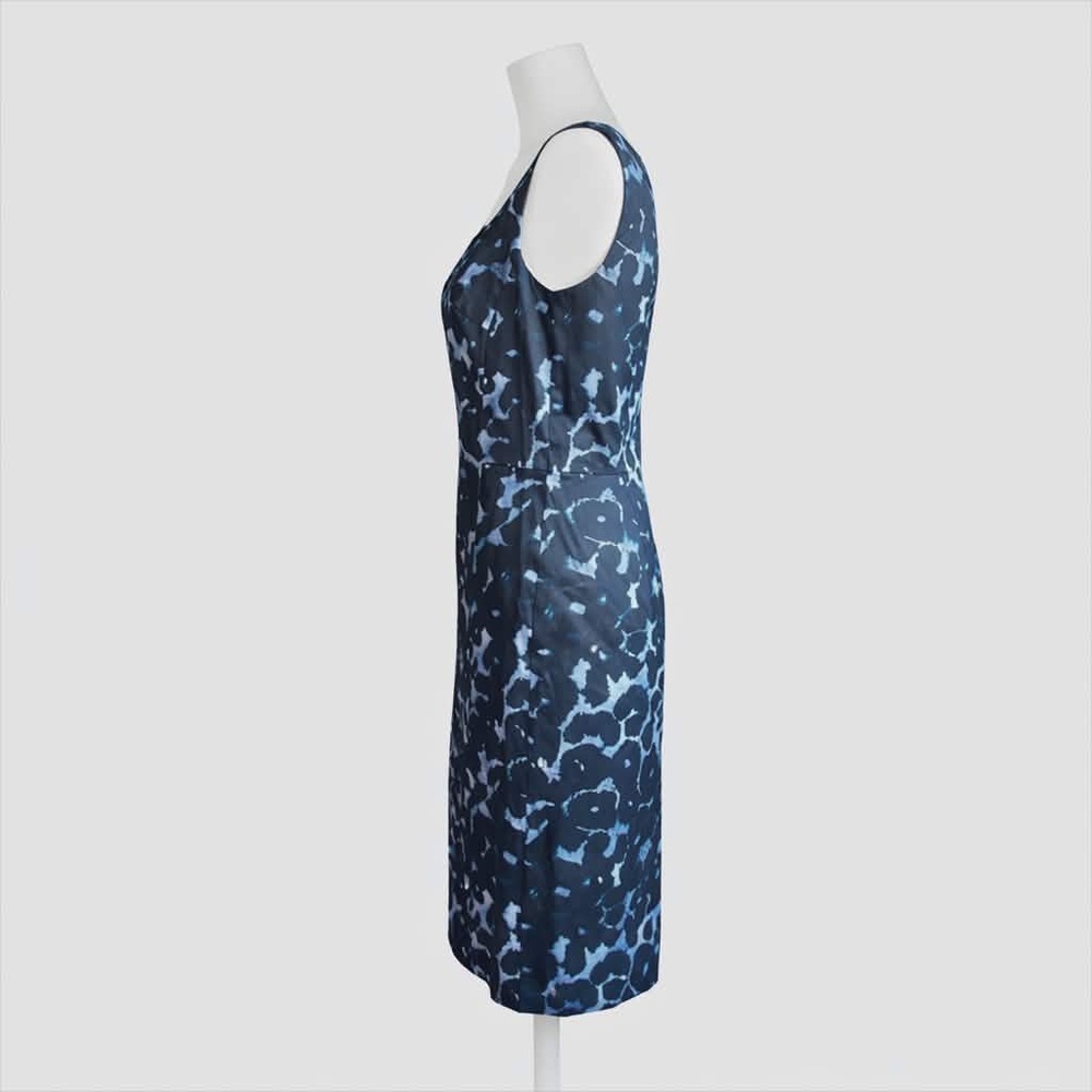 NWT. Size 8T. Ann Taylor Blue & Black Leopard Print Sleeveless Sheath Midi Dress - Picture 7 of 13